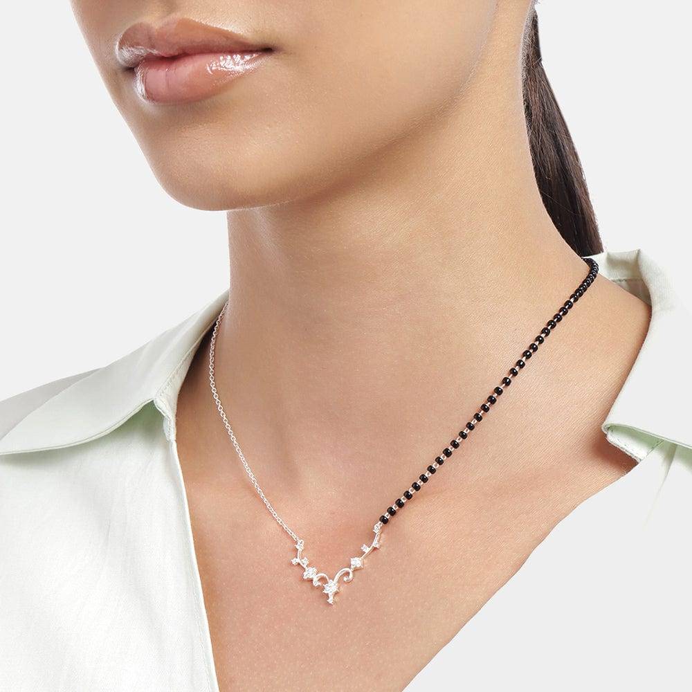 Radiant Silver Zircon Mangalsutra : Z125SG004N067