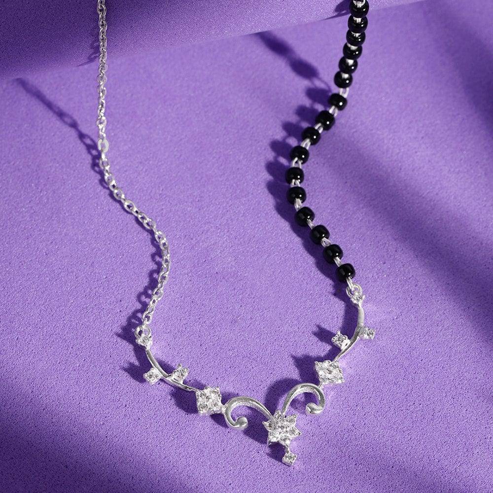 Radiant Silver Zircon Mangalsutra : Z125SG004N067