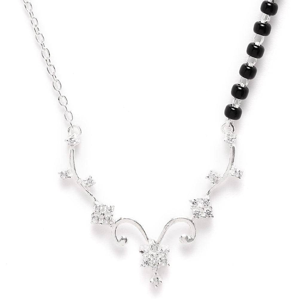 Radiant Silver Zircon Mangalsutra : Z125SG004N067