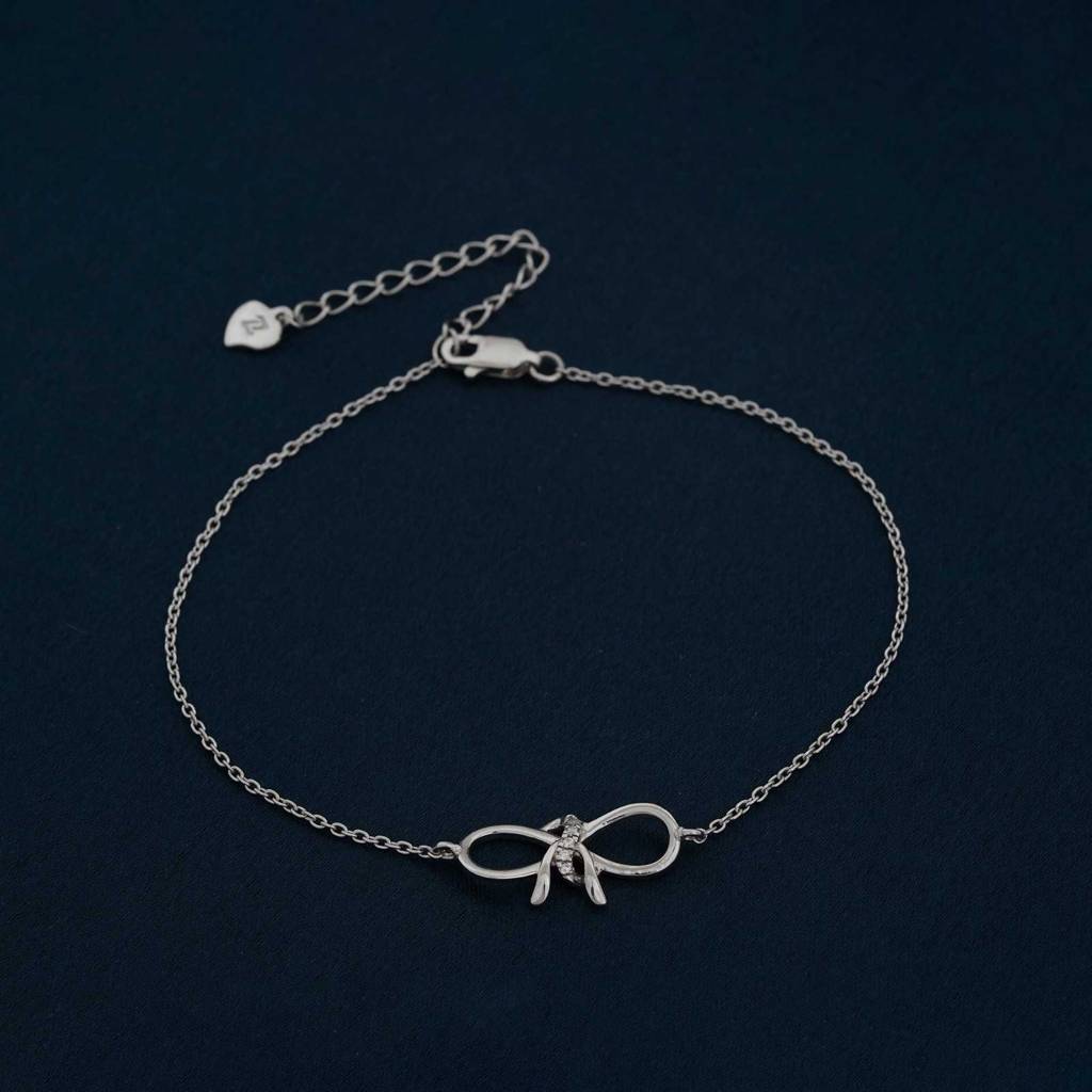 Silver Bow Knot Anklet : ZLA-1001