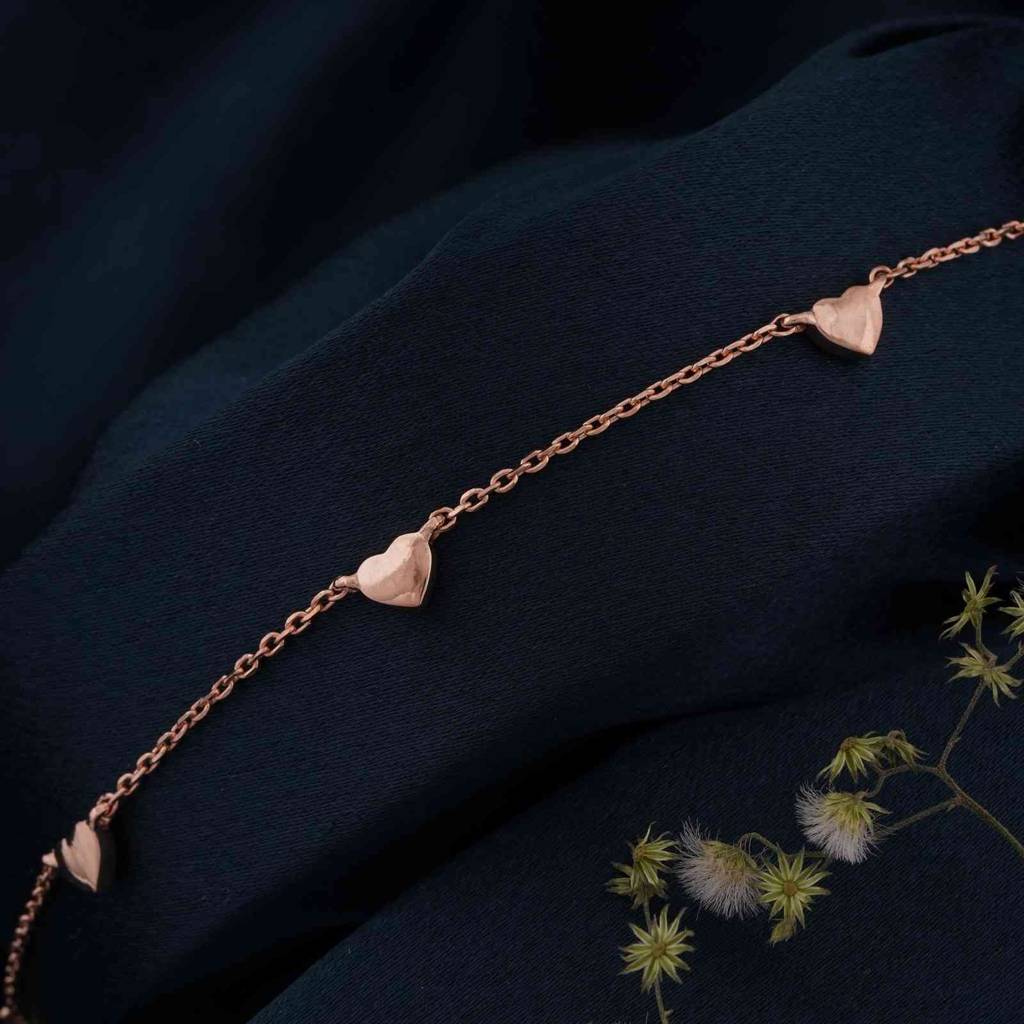 Rose Gold Heart Valentine Charms Anklet : ZLA-1002R