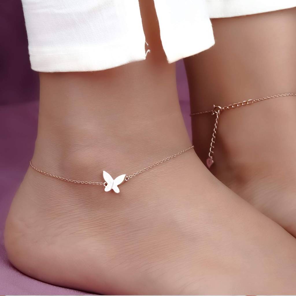 Rose Gold Mini Butterfly Anklet : ZLA-1003R