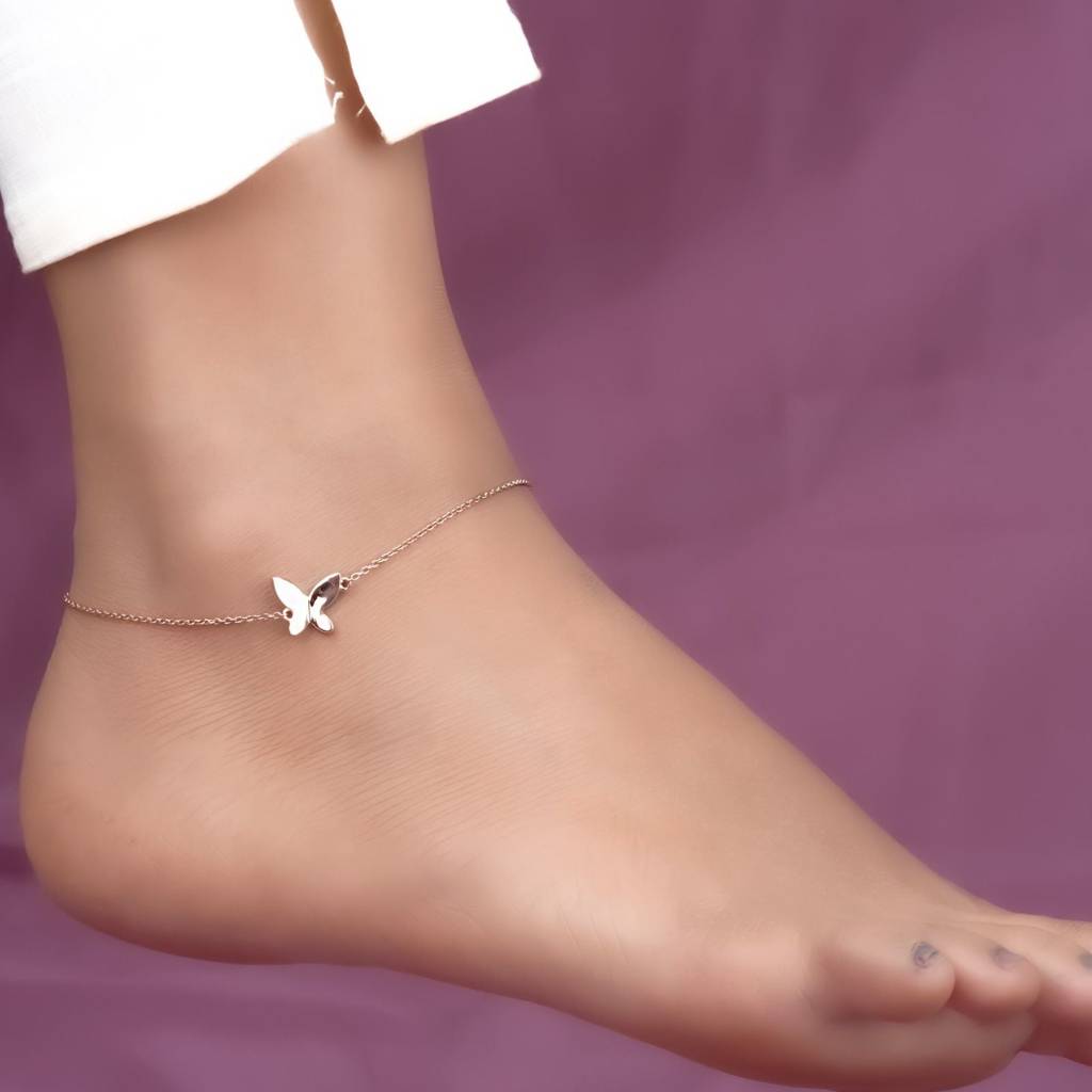 Rose Gold Mini Butterfly Anklet : ZLA-1003R