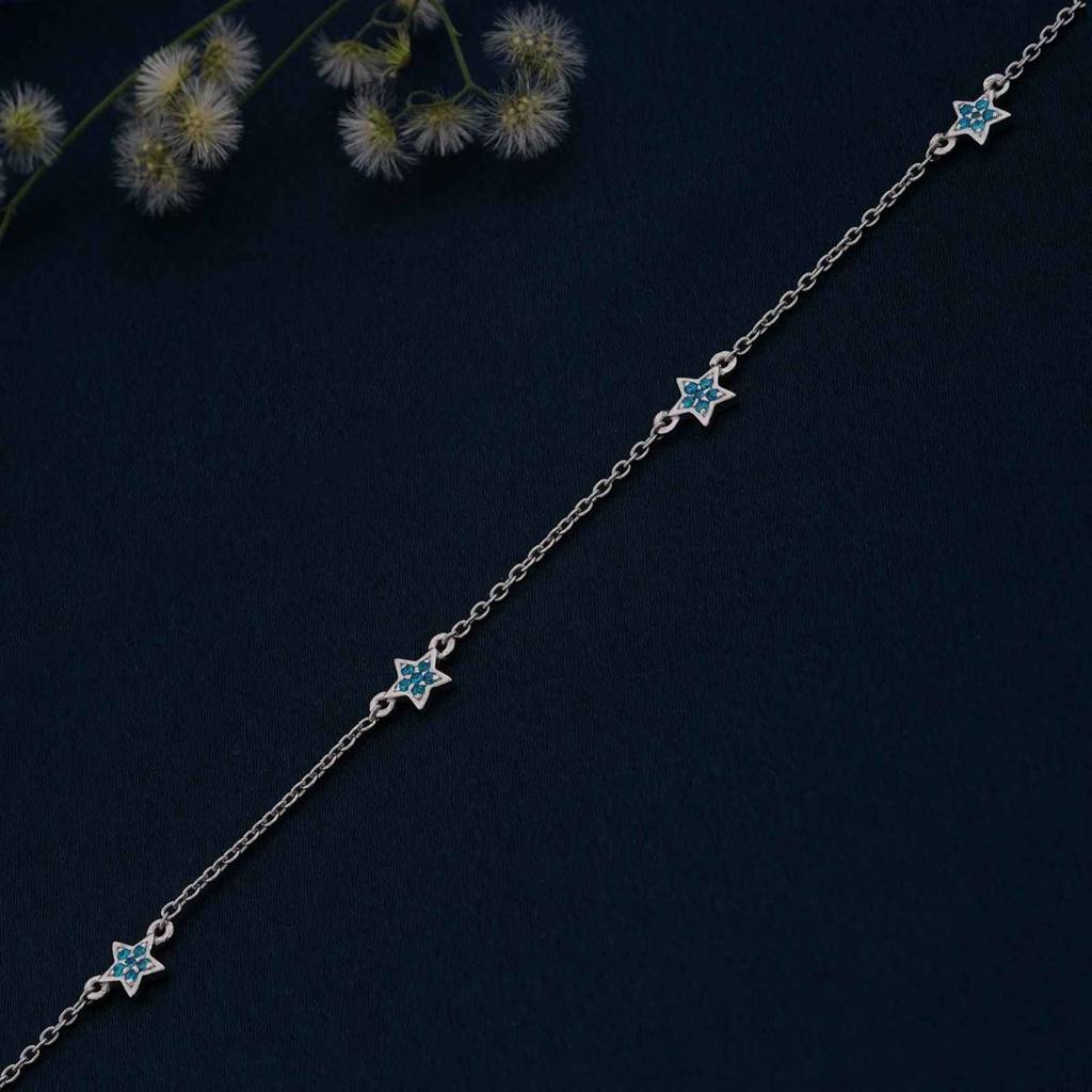 Silver Topaz Stars Anklet : ZLA-1004