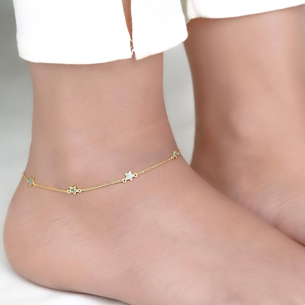 Golden Topaz Stars Anklet : ZLA-1004Y