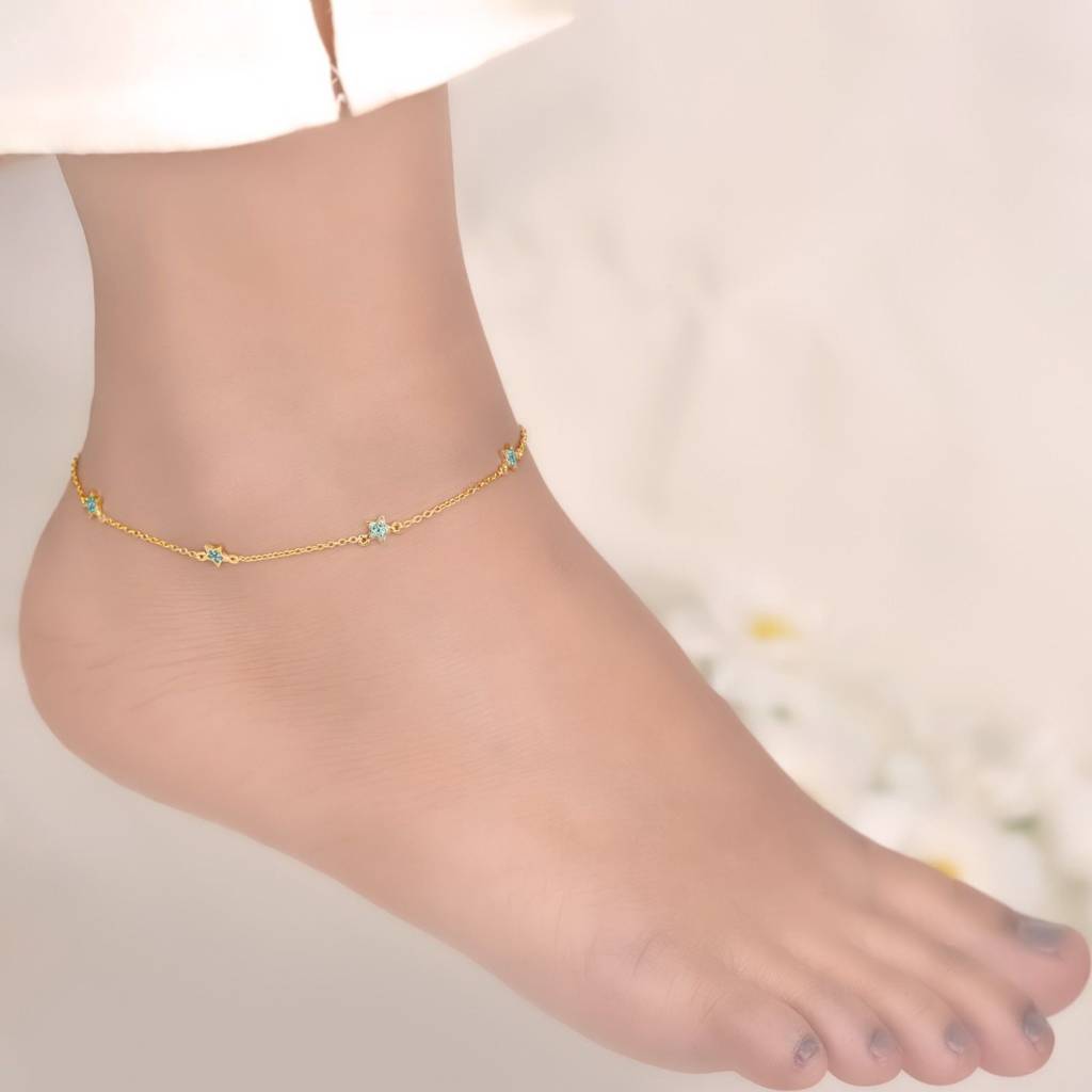Golden Topaz Stars Anklet : ZLA-1004Y