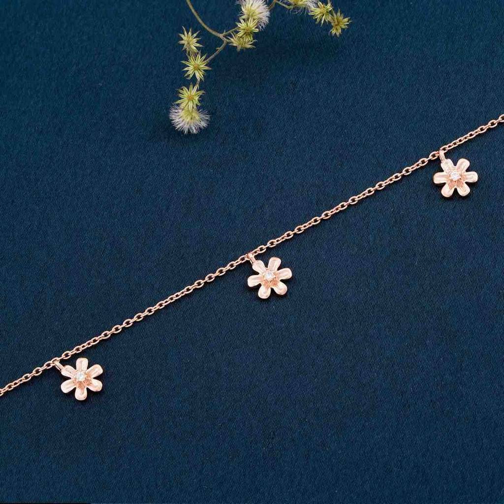 Rose Gold Flowers Charm Anklet : ZLA-1005R