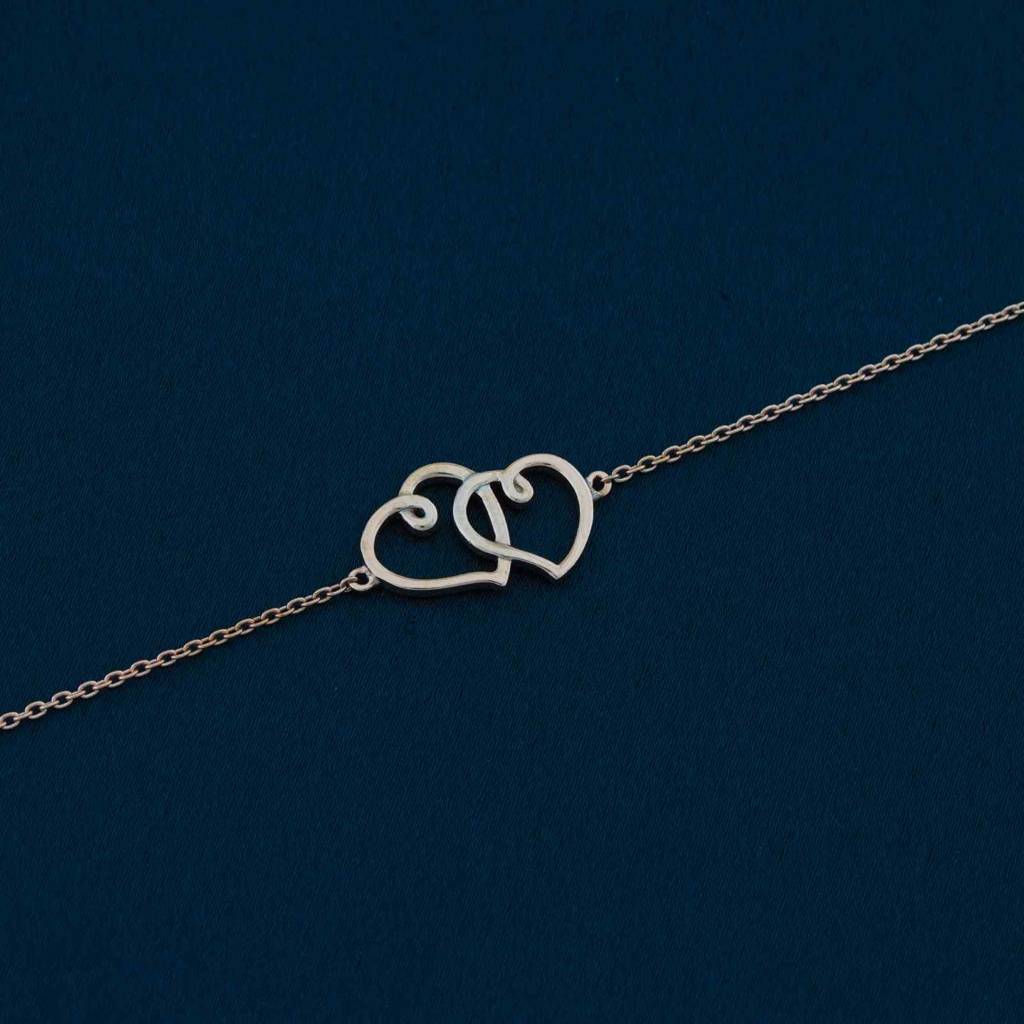 Rose Gold Twin Heart Anklet : ZLA-1007R