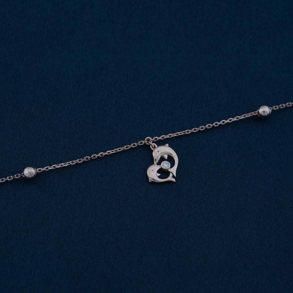 Rose Gold Dolphin Heart Love Anklet : ZLA-1008R