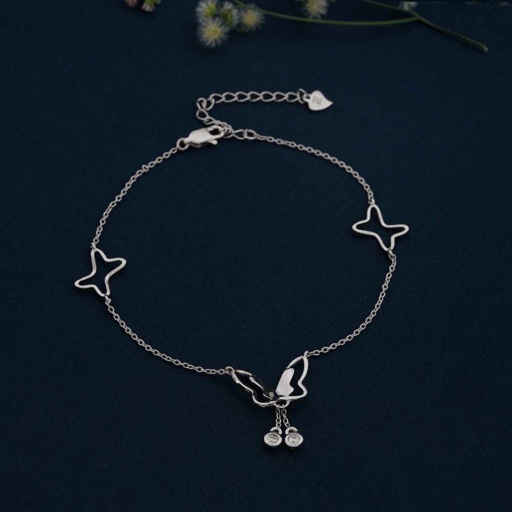 Silver Butterfly Charm Anklet : ZLA-1009