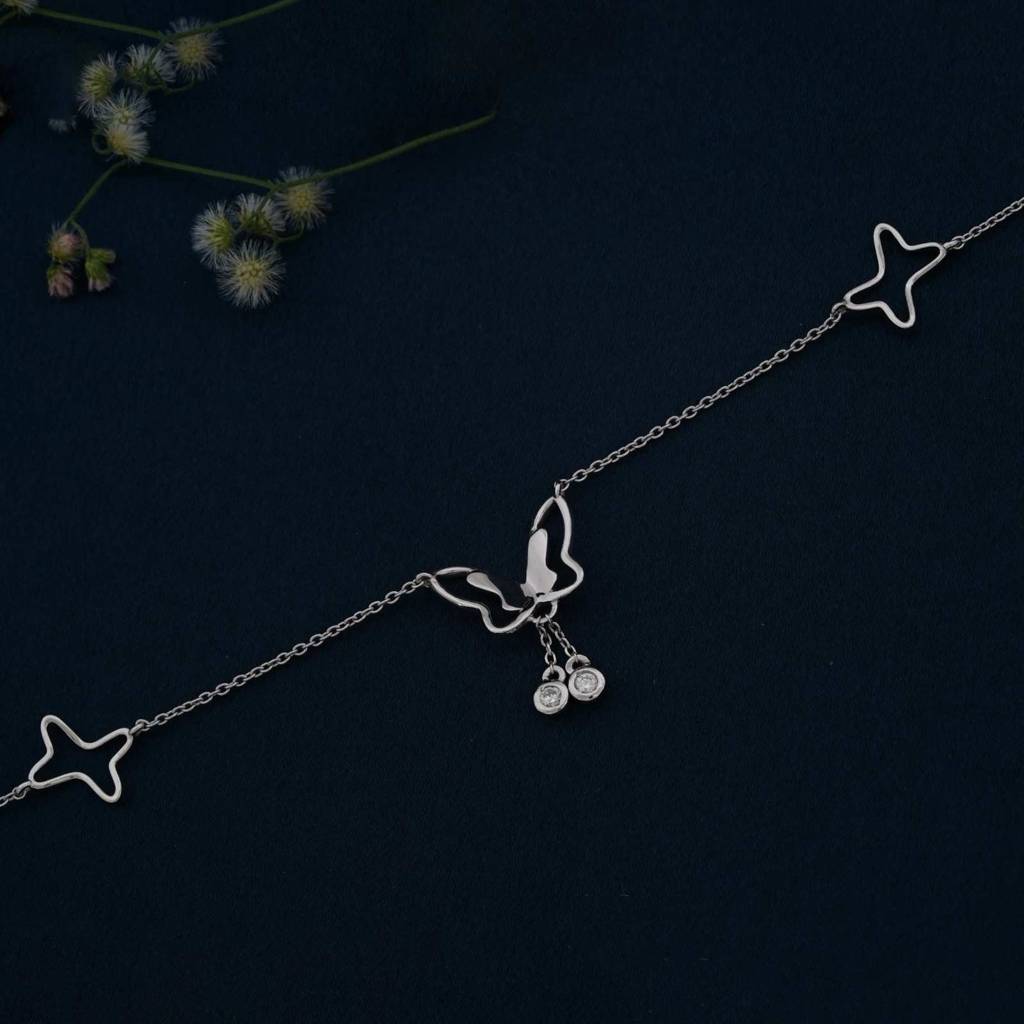 Silver Butterfly Charm Anklet : ZLA-1009