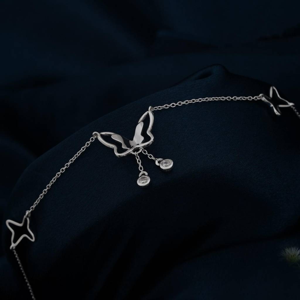Silver Butterfly Charm Anklet : ZLA-1009