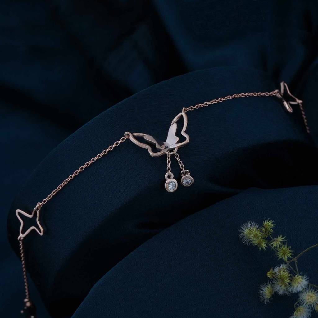 Rose Gold Butterfly Charm Anklet : ZLA-1009R