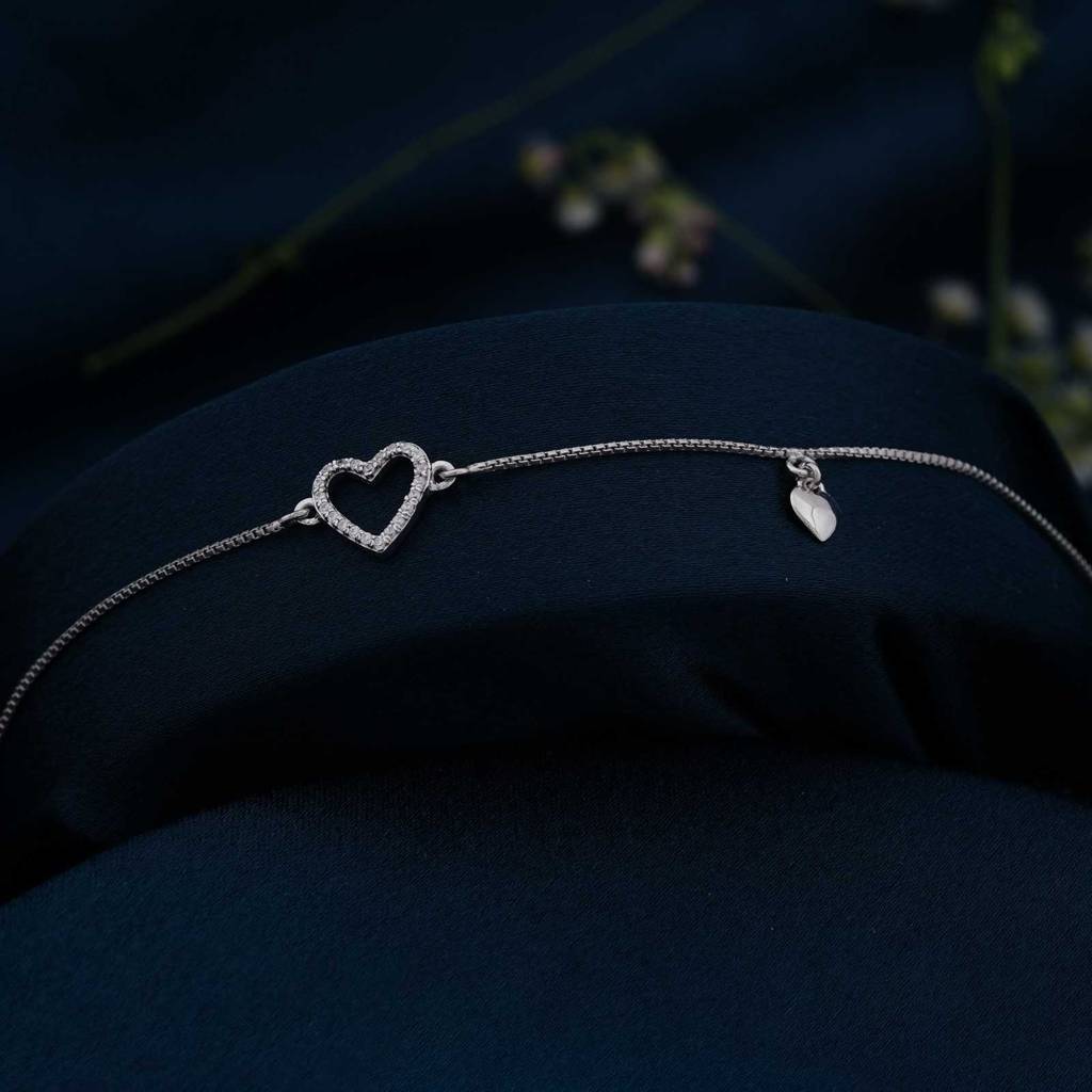 Silver Lovely Heart Charm Anklet : ZLA-1010