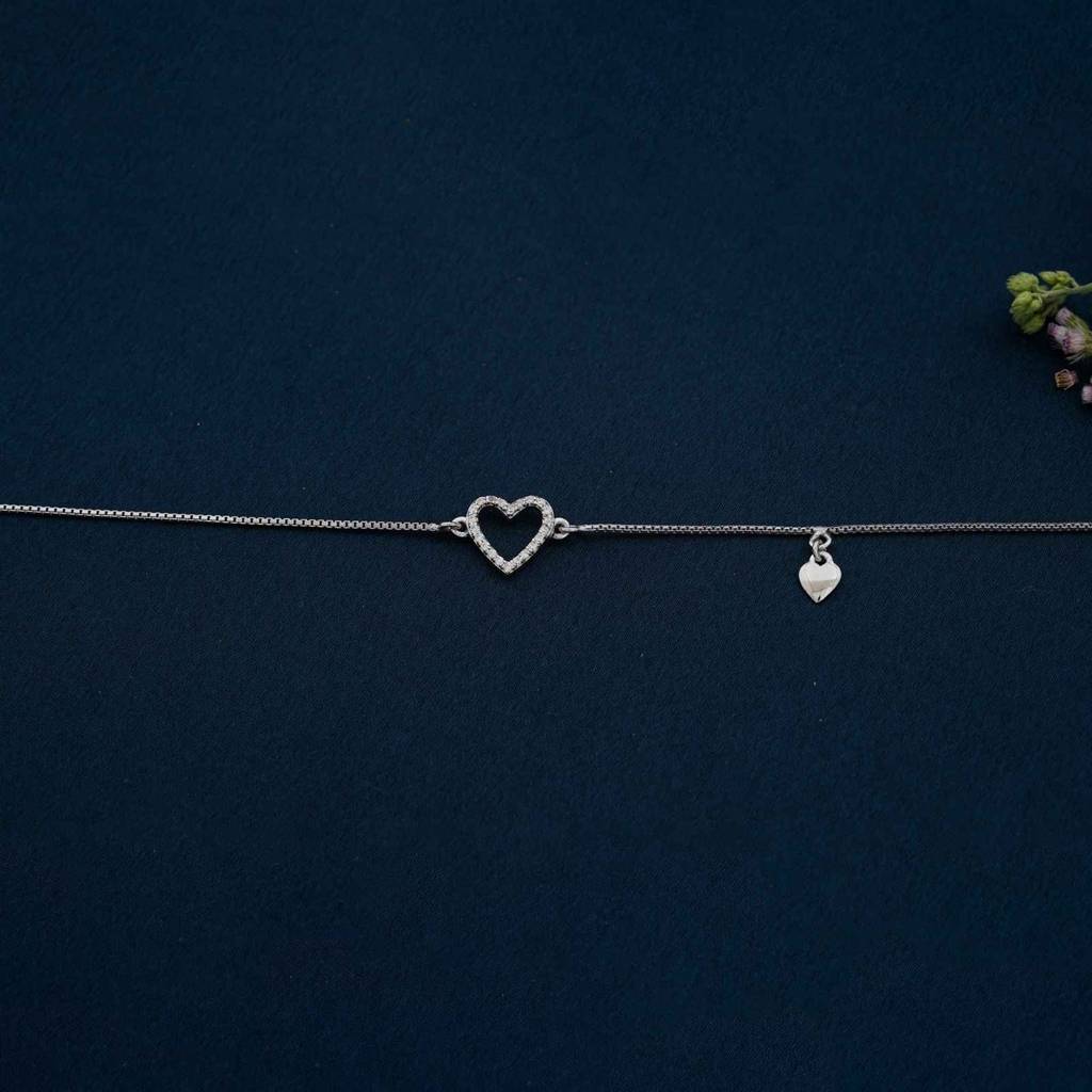 Silver Lovely Heart Charm Anklet : ZLA-1010