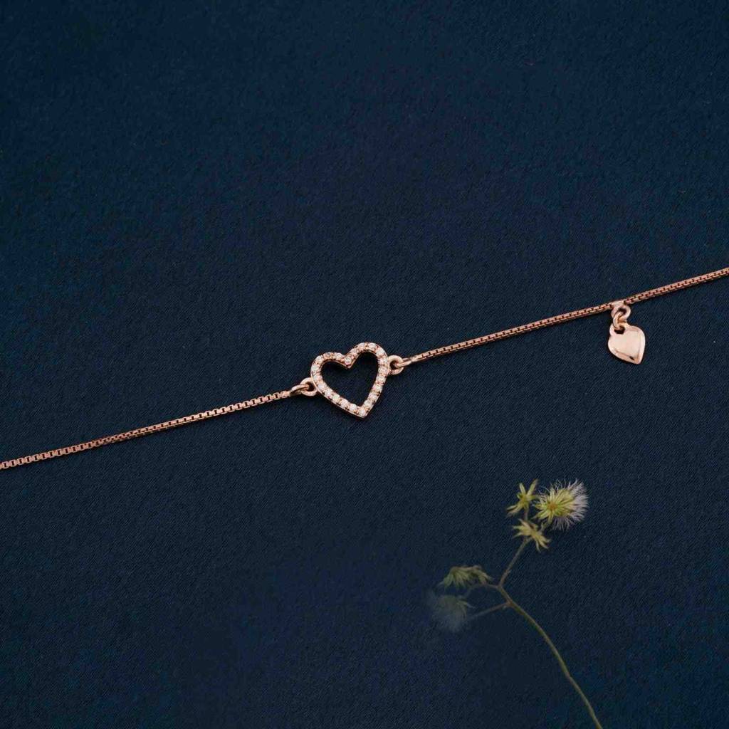 Rose Gold Lovely Heart Charm Anklet : ZLA-1010R