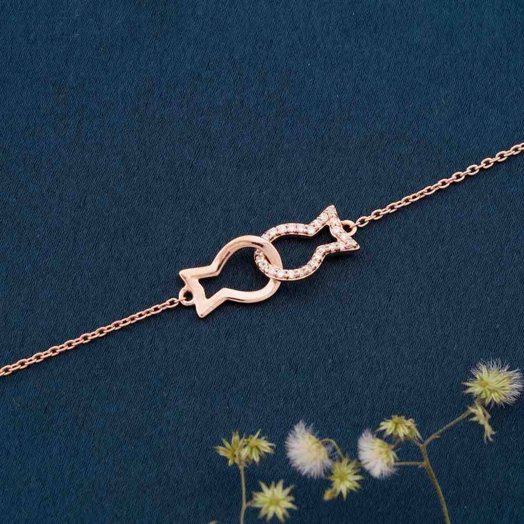 Rose Gold Kissing Fish Anklet : ZLA-1011R