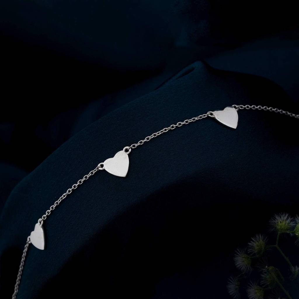 Silver 5 Hearts Dazzling Anklet : ZLA-1014