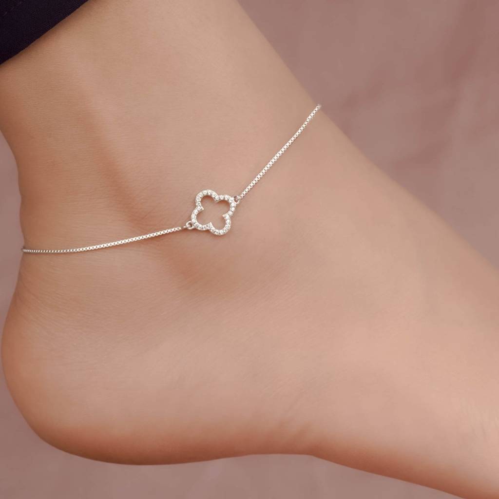 Silver Grace Clover Anklet : ZLA-1015