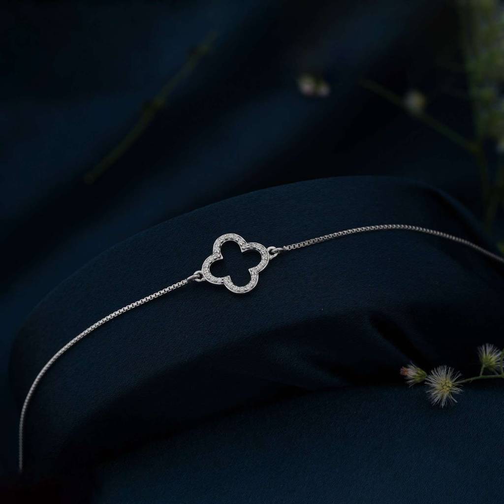 Silver Grace Clover Anklet : ZLA-1015