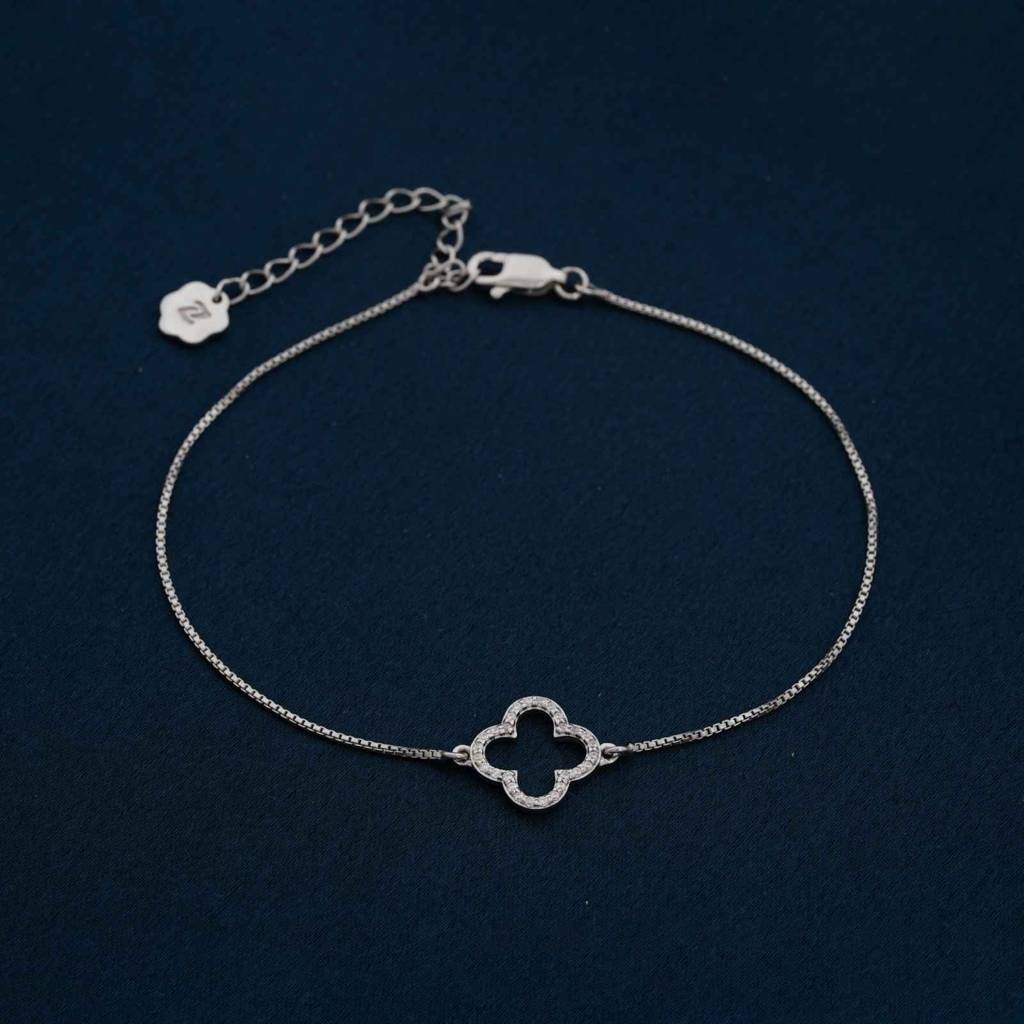 Silver Grace Clover Anklet : ZLA-1015