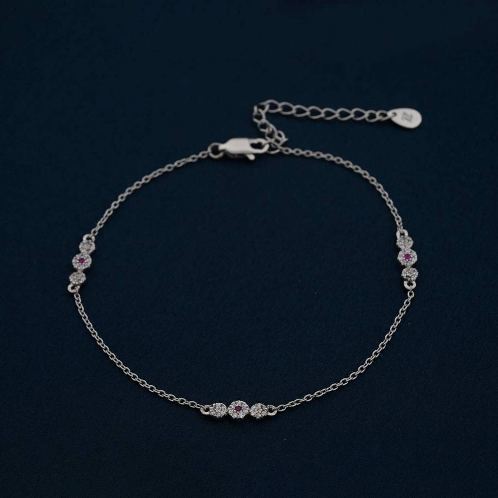 Silver Cluster Charms Anklet : ZLA-1016