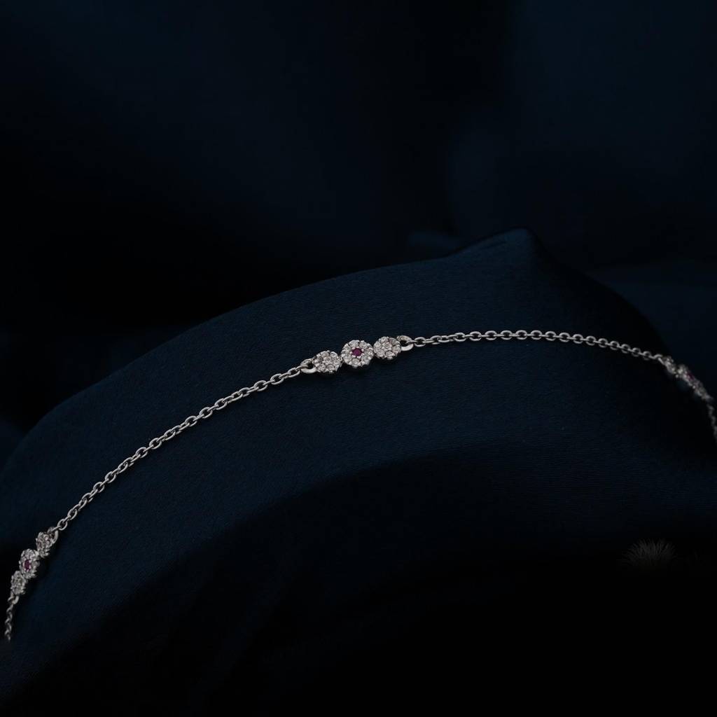 Silver Cluster Charms Anklet : ZLA-1016