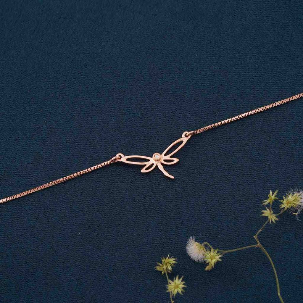 Rose Gold Dragonfly Charm Anklet : ZLA-1017R