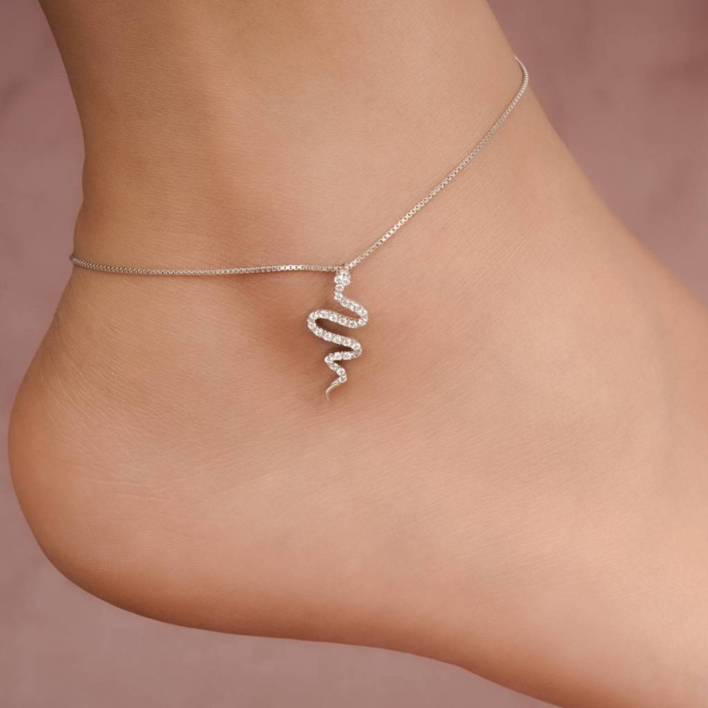 Silver Mini Snake Anklet : ZLA-1019