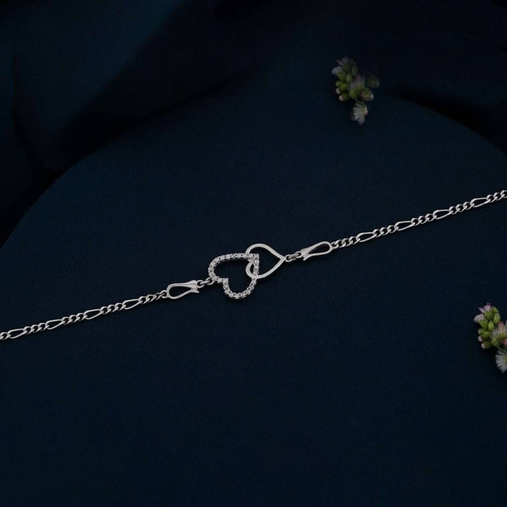 Silver Binary Heart Anklet : ZLA-1020
