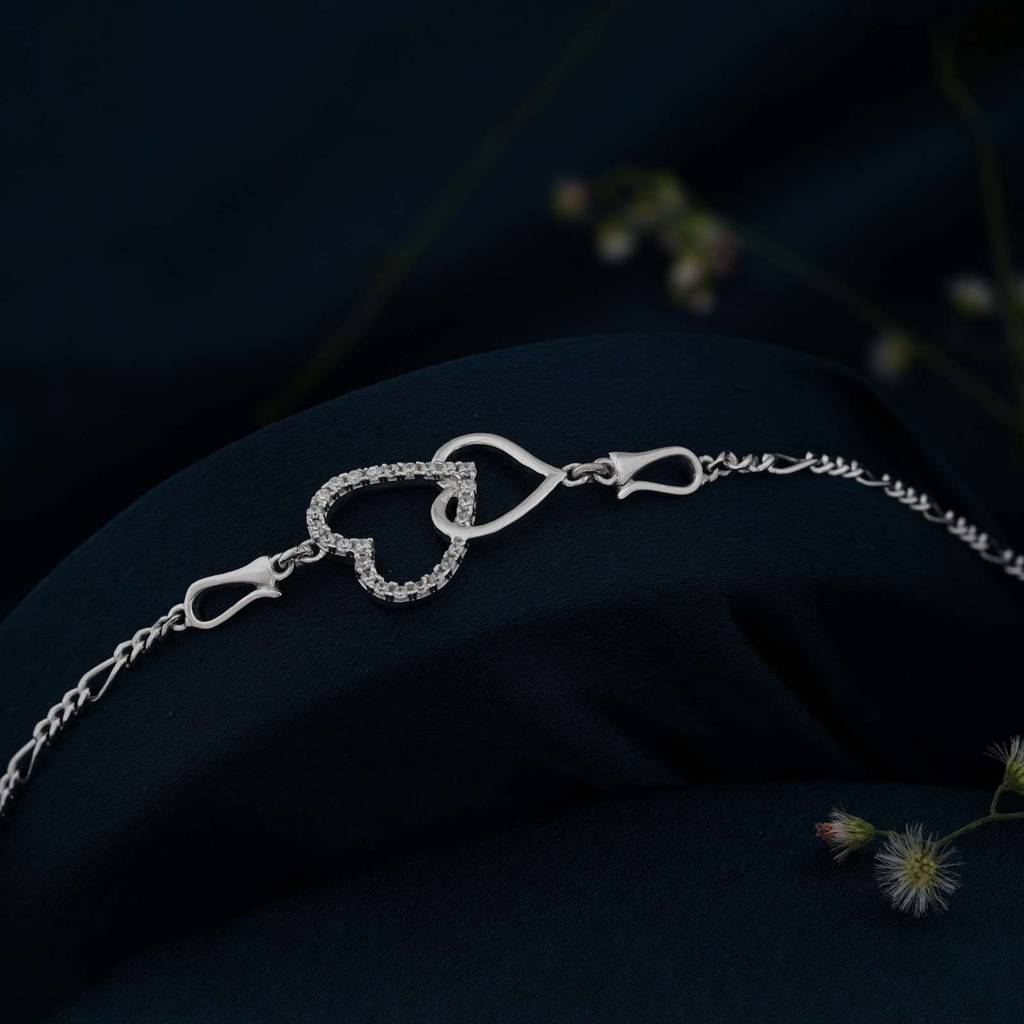 Silver Binary Heart Anklet : ZLA-1020