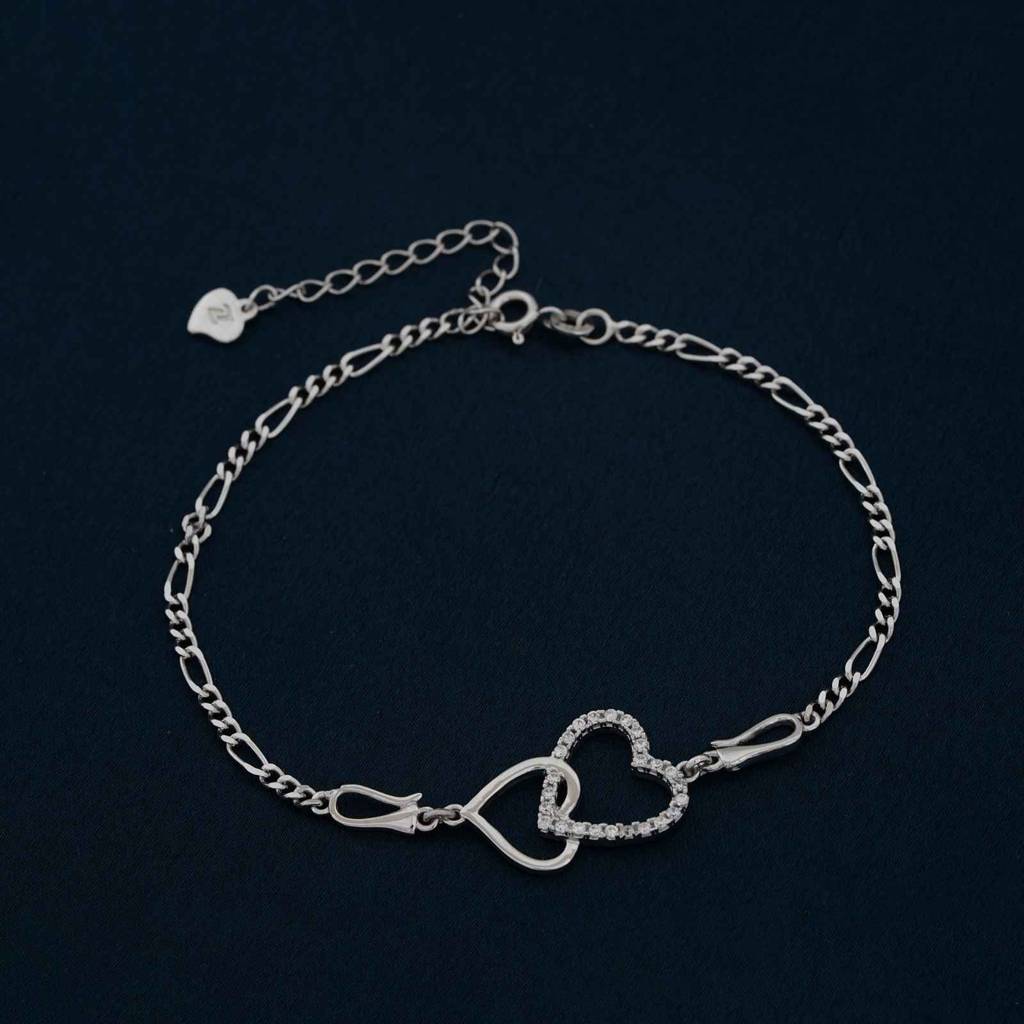 Silver Binary Heart Anklet : ZLA-1020