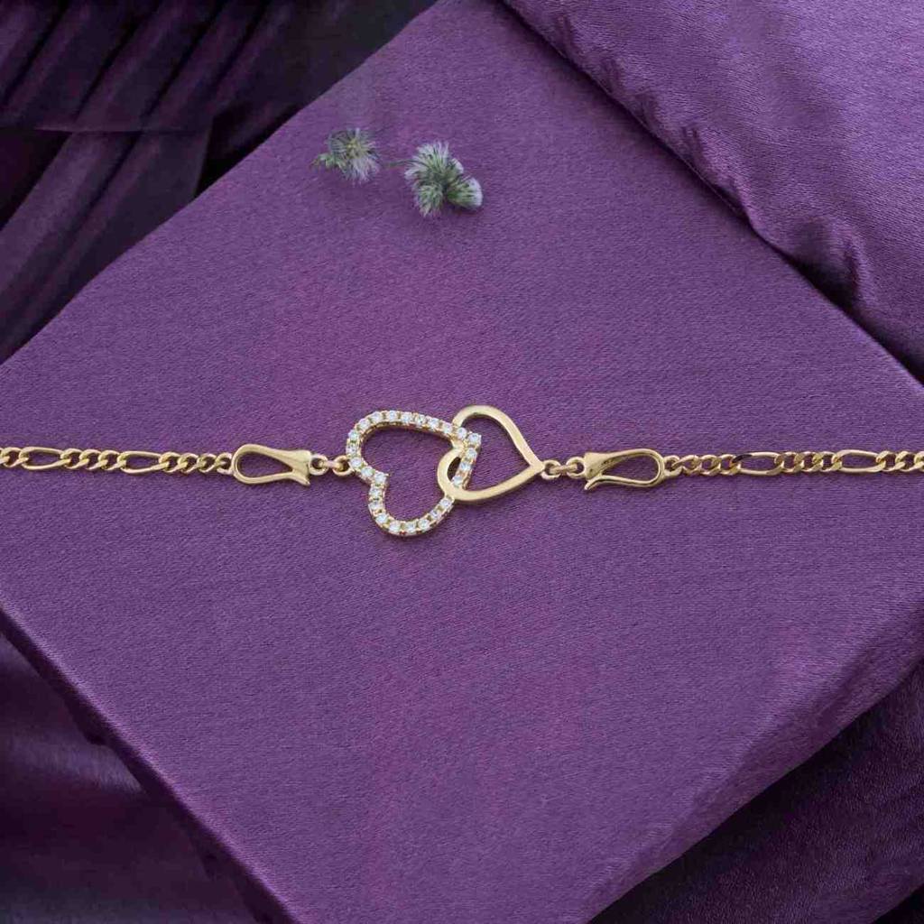 Golden Binary Heart Anklet : ZLA-1020Y