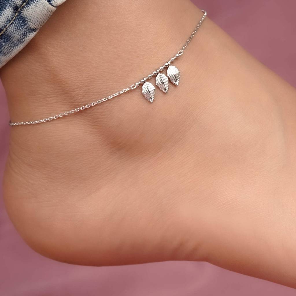 Silver Leafy Anklet For For Women : ZLA-1022