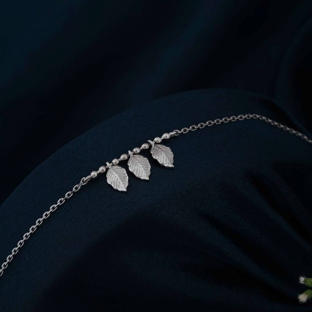 Silver Leafy Anklet For For Women : ZLA-1022