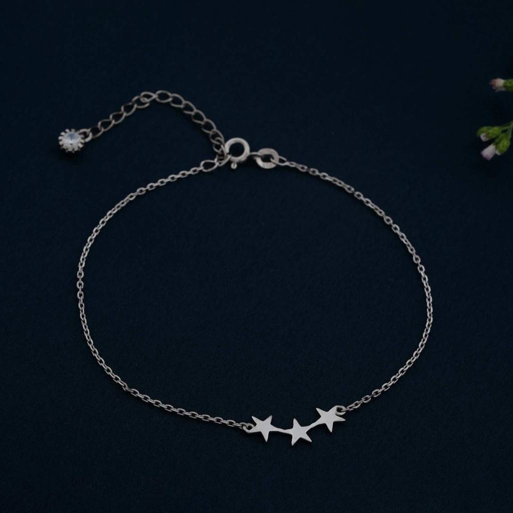 Silver Delicate Stars Anklet For Girls : ZLA-1025