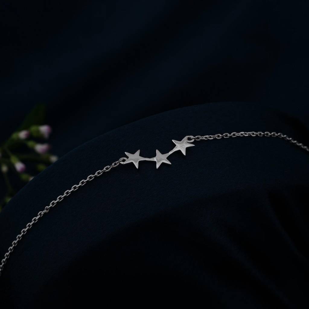 Silver Delicate Stars Anklet For Girls : ZLA-1025