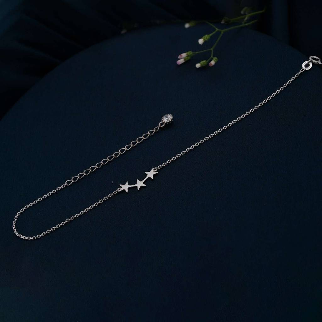 Silver Delicate Stars Anklet For Girls : ZLA-1025