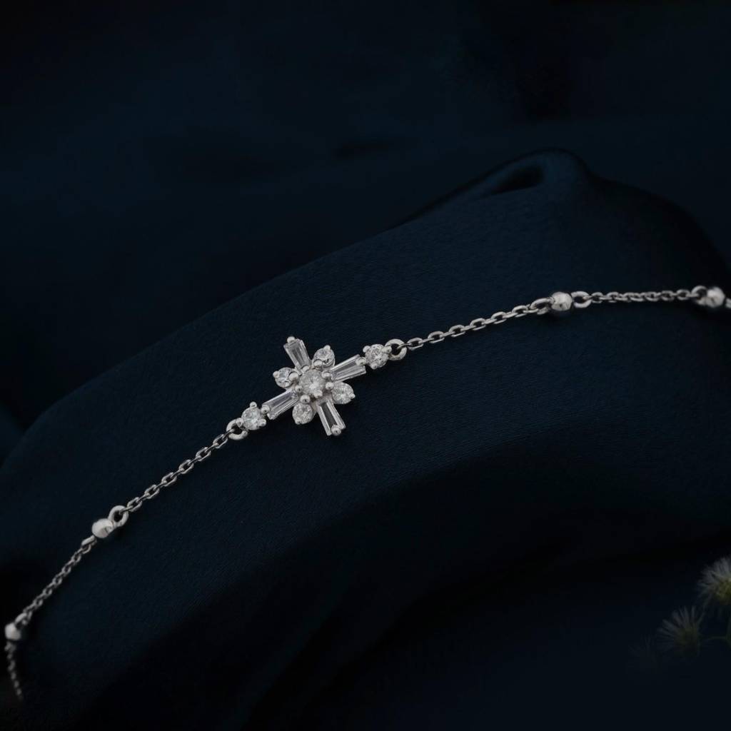 Silver Daisy Flower Anklet : ZLA-1028