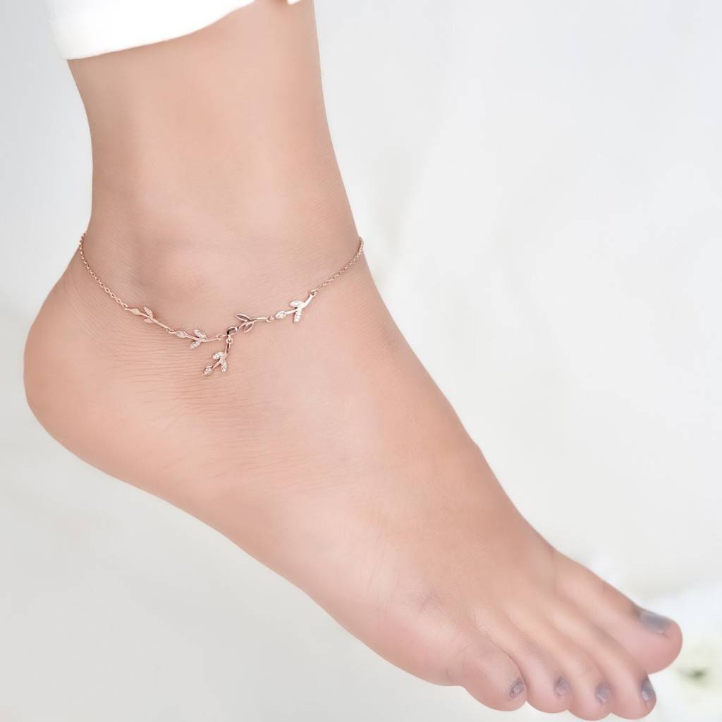 Rose Gold Tree Branches Anklet : ZLA-1029R