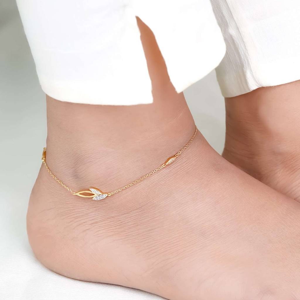 Golden Leaves Layered Anklet : ZLA-1036Y