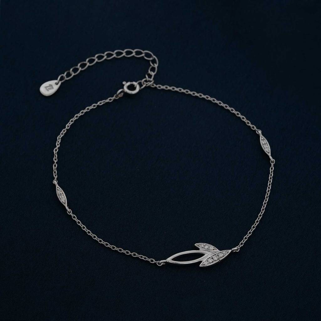 Silver Leaves Layered Anklet : ZLA-1036