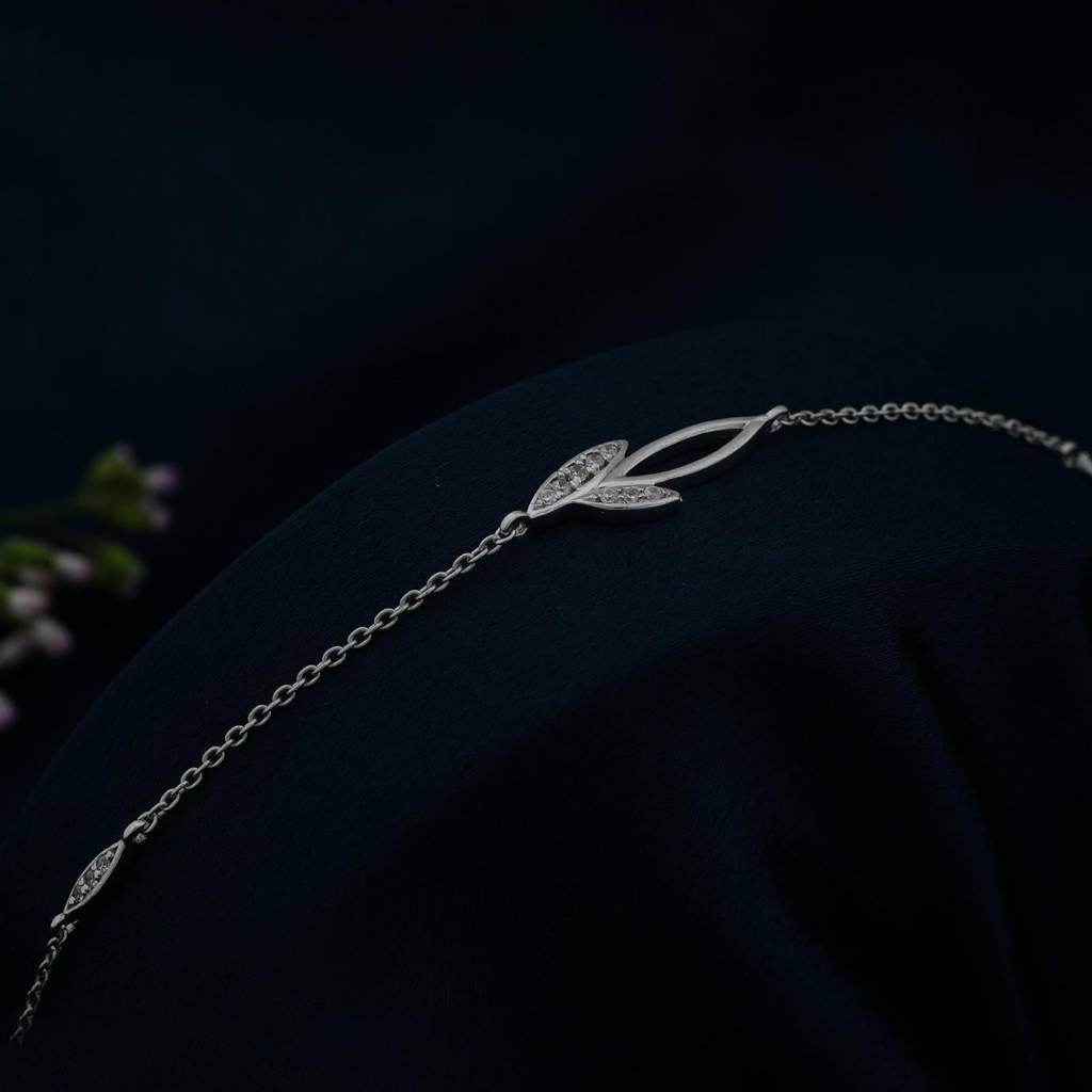 Silver Leaves Layered Anklet : ZLA-1036