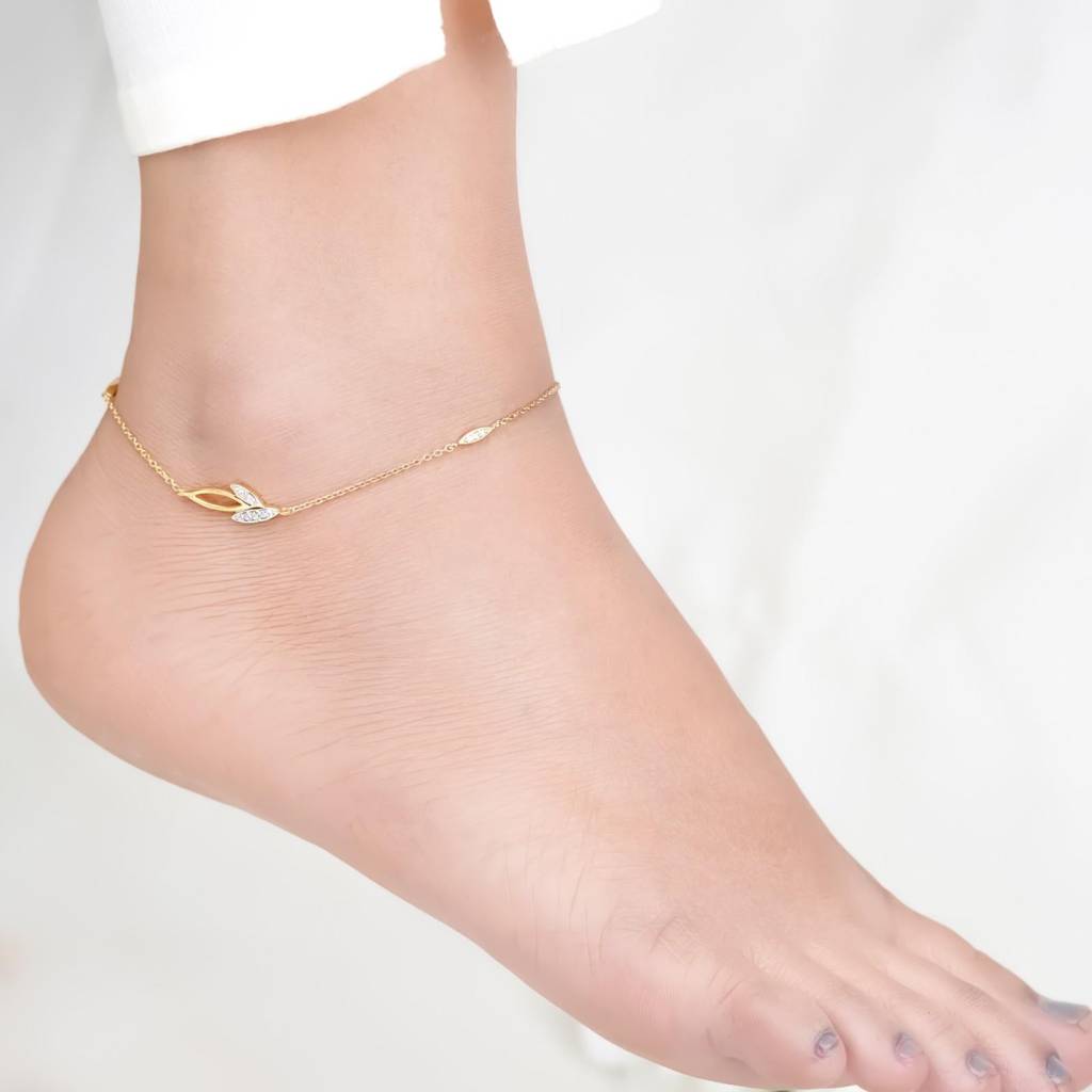 Golden Leaves Layered Anklet : ZLA-1036Y