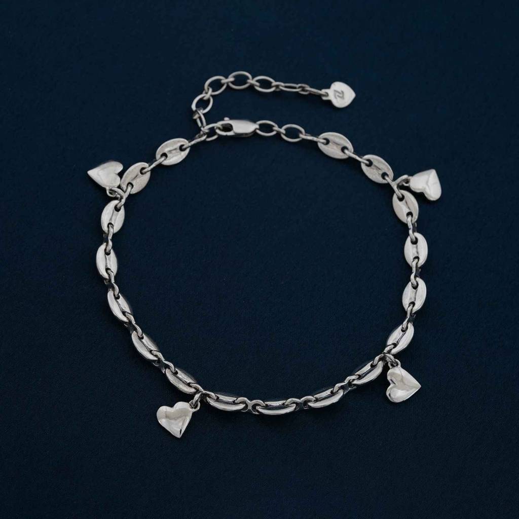 Silver Loveable Heart Charm Anklet : ZLA-1037