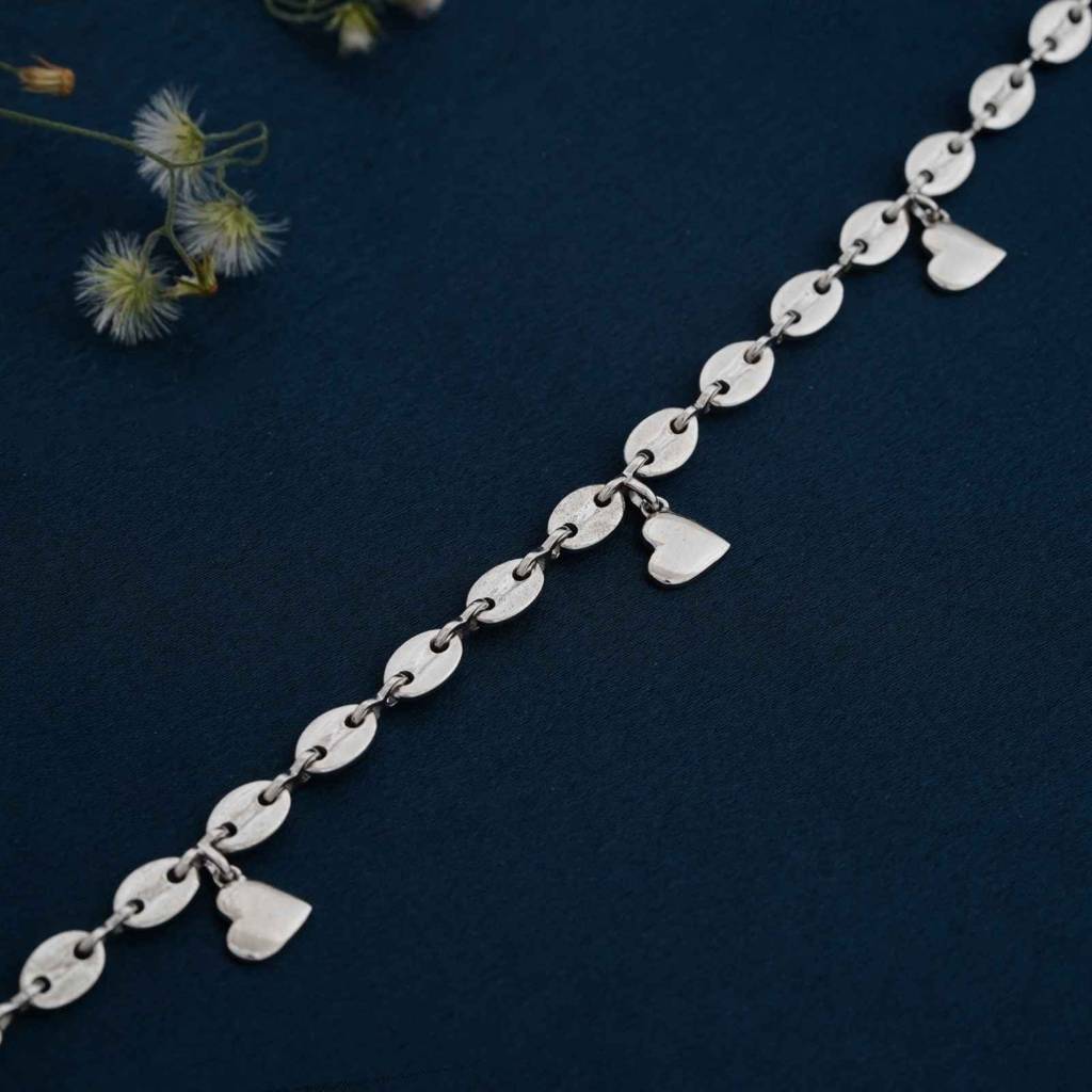 Silver Loveable Heart Charm Anklet : ZLA-1037