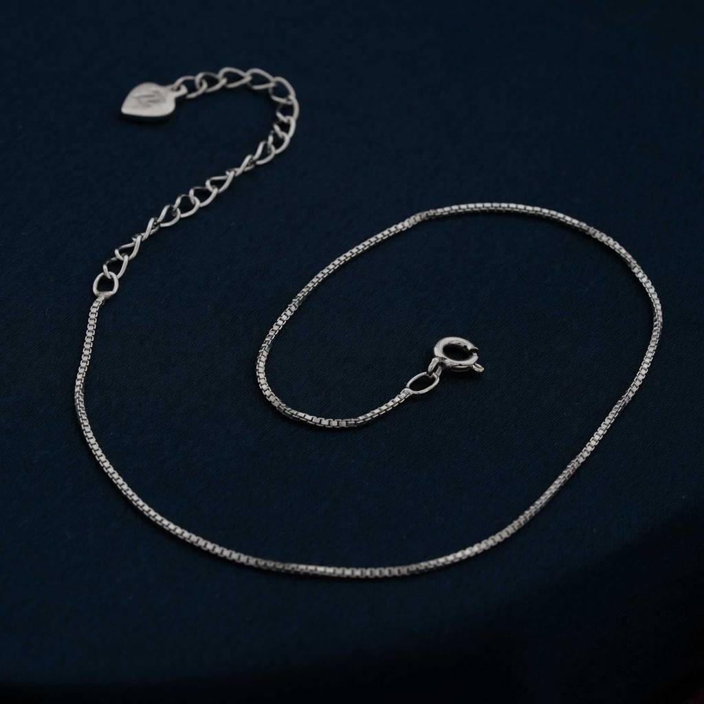Silver Box Chain Anklet : ZLA-1040