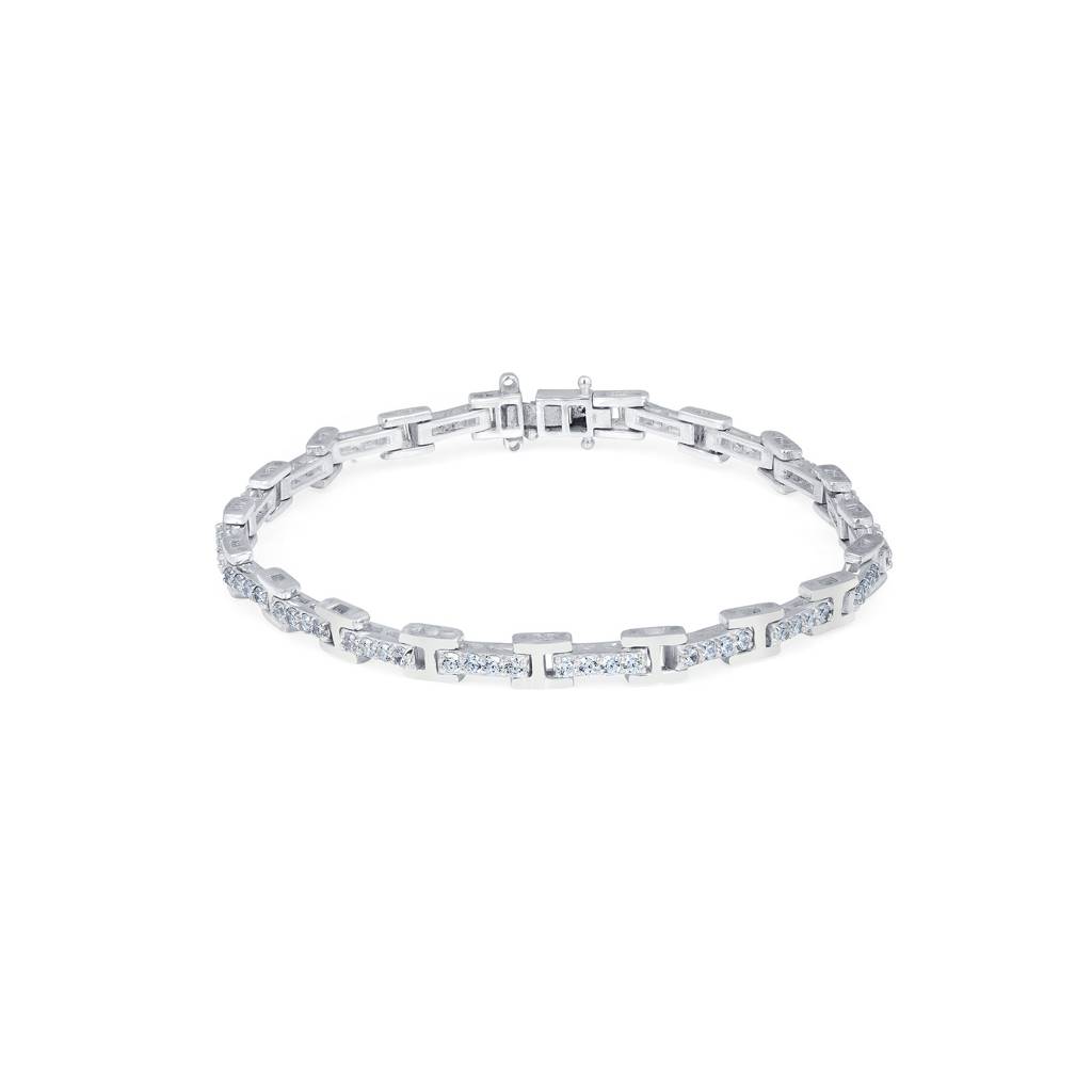Silver Cluster Diamond Studded Bracelet : ZLBR-1001