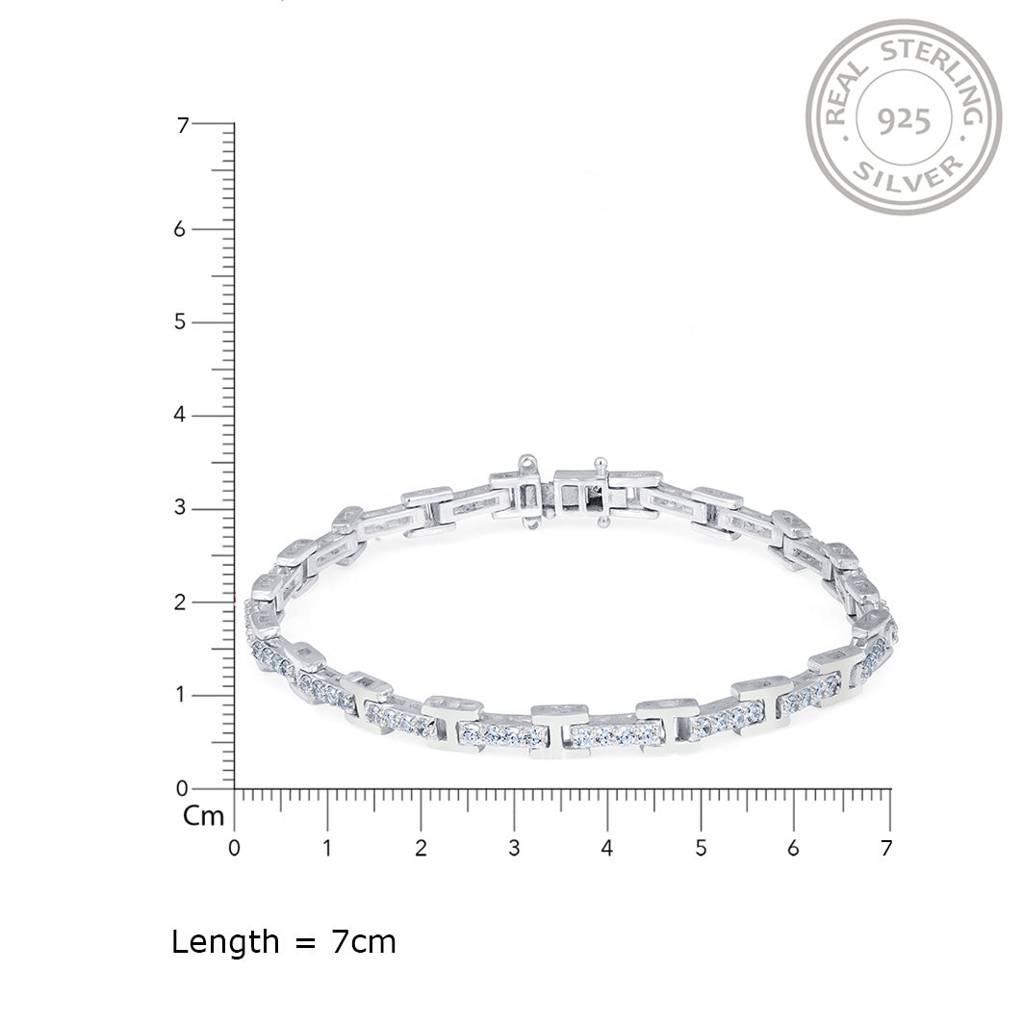 Silver Cluster Diamond Studded Bracelet : ZLBR-1001