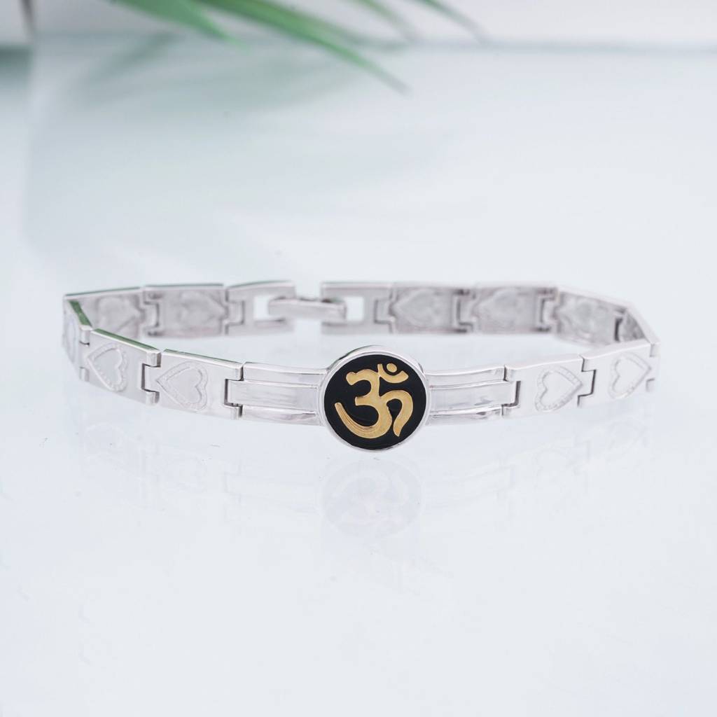Silver "Om" Bracelet For Him : ZLBR-1009
